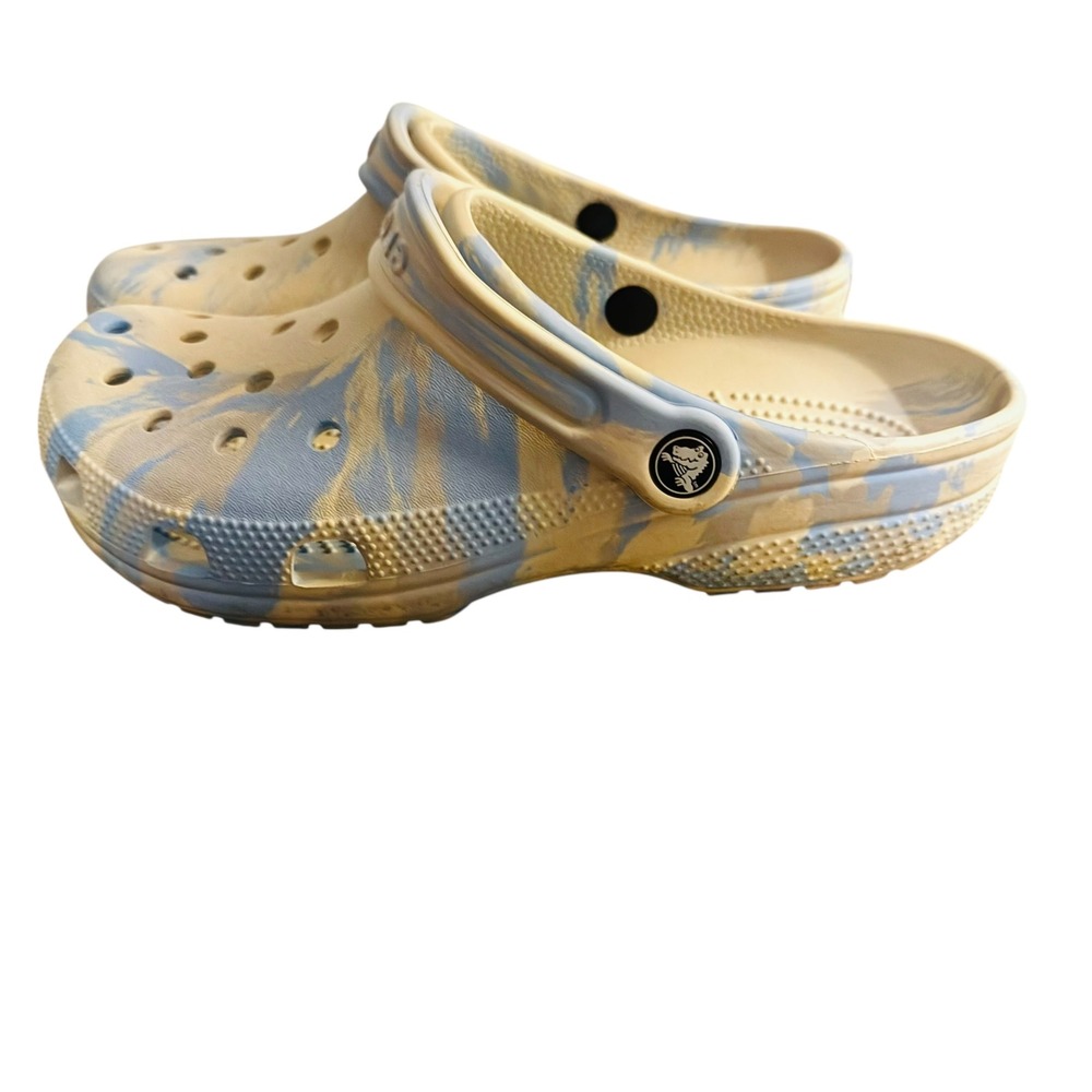 Crocs Classic Marbled Clog Cream Blue Tie Dye Mens 7 Womens 9 Slip On Shoes - Picture 2 of 6
